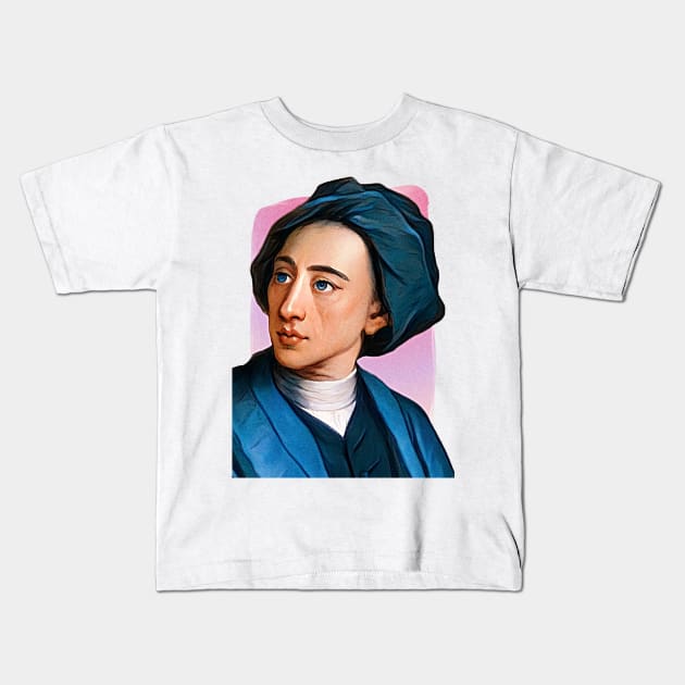 English Poet Alexander Pope illustration Kids T-Shirt by Litstoy 